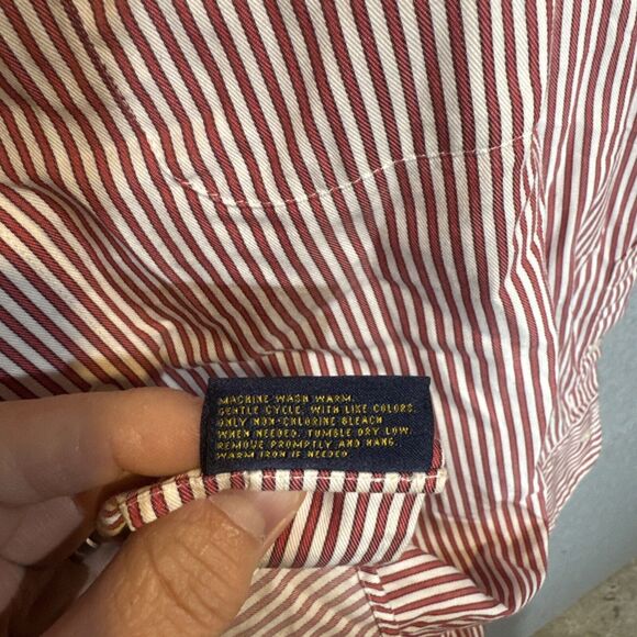 Club Room Red‎ Striped Mens Reg Fit Button Down Long Sleeve Shirt Sz17 34/35 XL - Picture 6 of 9